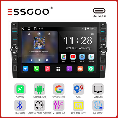 8 Inch 4+64GB Double 2 Din Car Stereo Carplay Android 15 Radio GPS Sat Navi WIFI