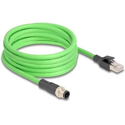 Delock 80429 RJ45 / M12 Network Cable, Patch Cable SF/UTP Cables 5.00m Green 1pc