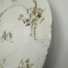 Schleiger 451 Haviland Co Limoges France 9.75" Dinner Plate White Floral Purple