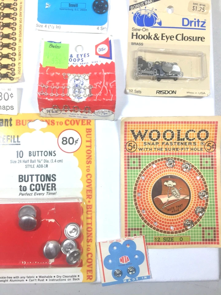 Vintage Of Lot Sewing Notions Snaps Fasteners Hooks Rivets Clinton Dritz Etc NEW - Image 4 of 4
