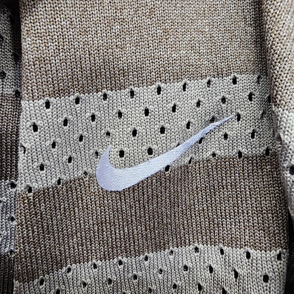 Camiseta deportiva Nike Top para mujer M gris a rayas malla manga larga Dri Fit entrenamiento atlético Foto 3 de 4