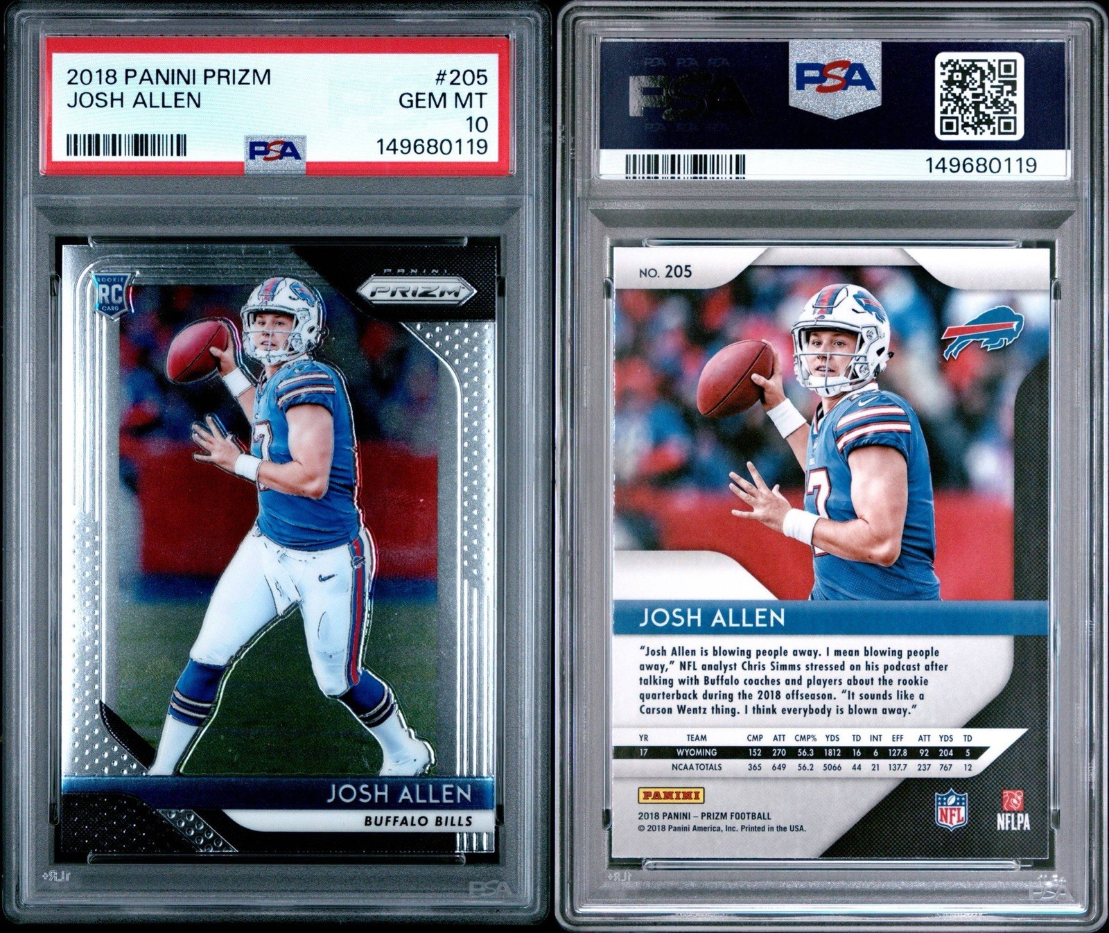 2018 Panini Prizm Rookie Josh Allen #205 PSA 10