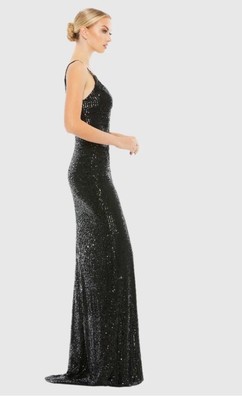 New Mac Duggal 26443 Fully Sequined Scoop Back Evening Gown Dress  Size 4