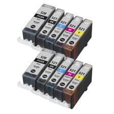 10 Ink Cartridge For Canon MP560 MP620 MP630 MP640 MP980 MX860 PGI-520 CLI-521