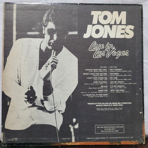 Tom Jones Live In Las Vegas Rare LP Vinyl Record 1969 EX - Imagen 2 de 7