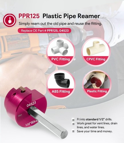 04523 - PPR125 1-1/4" Clean Ream Extreme Plastic Pipe Fitting Reamer - Picture 6 of 17