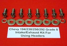 Chevy 194 230 250 292 Arp Grade 8 Polished Stainless Steel Header Bolts Kit Set