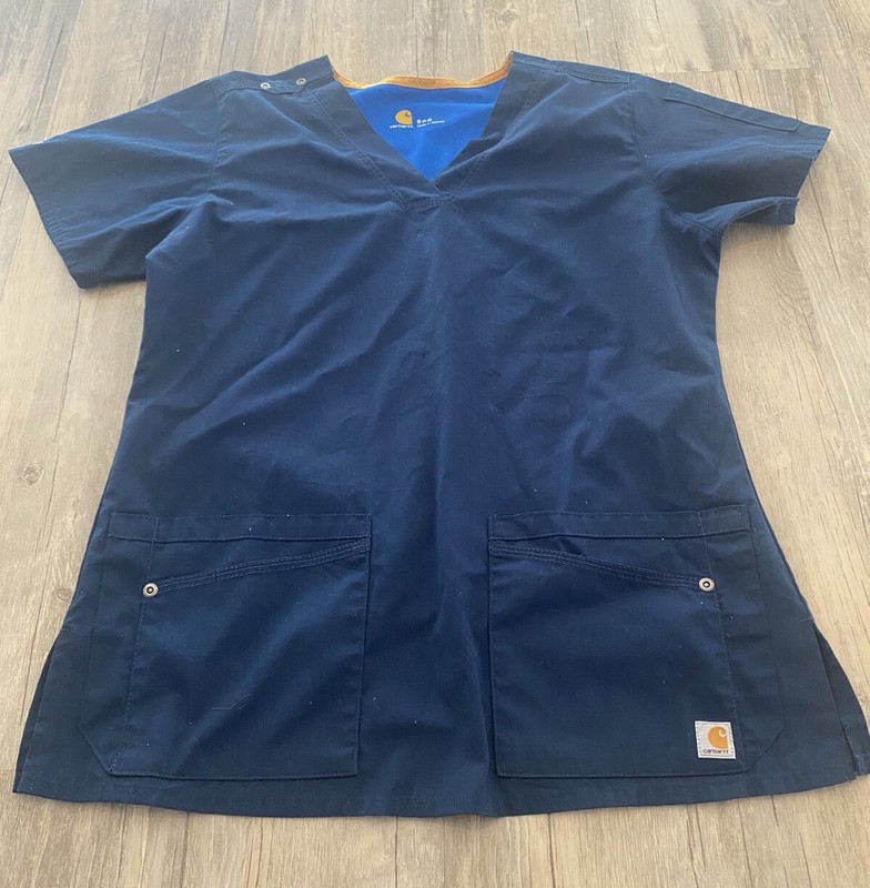 Womens Carhartt Small Scrub Top Blue Medical Wear