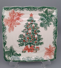 Maxcera Toile Christmas Tree Square Salad, Sn...