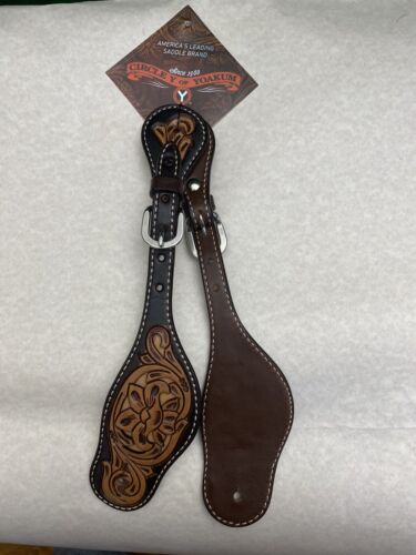 New Circle Y of Yoakum Multi-Tone Filigree Floral Spur Straps  - Picture 1 of 9