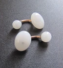 Fantastic Vintage Minimalist Victorian Edwardian Milk Glass Gold Plate Cufflinks