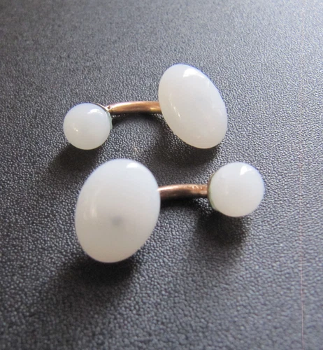 Fantastic Vintage Minimalist Victorian Edwardian Milk Glass Gold Plate Cufflinks