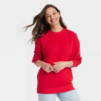 Universal Thread Women's Leisure Studio Oversized Pullover Sweatshirt Red Small