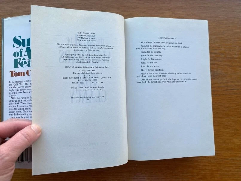 Tom Clancy The Sum of all Fears 1st US HC ed Good / Good — 第 3/4 张图片