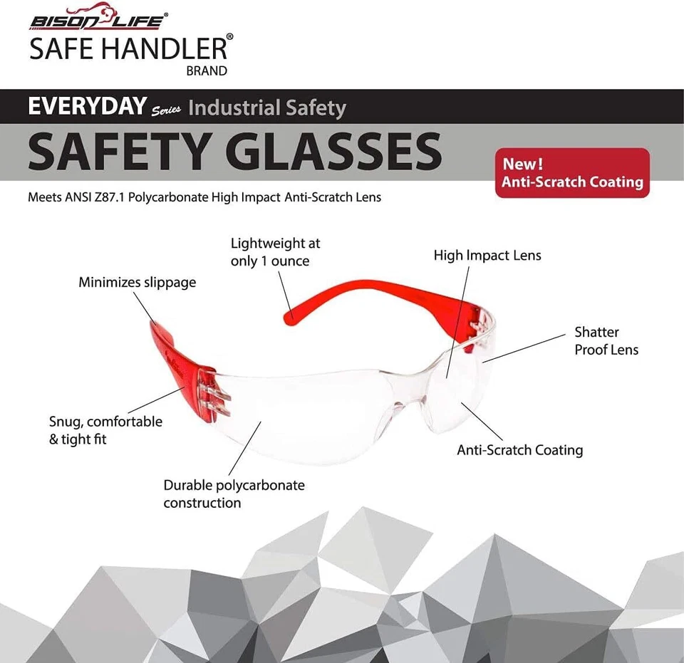 Pacote com 12 óculos de segurança coloridos, resistentes a riscos, para adultos e jovens, ANSI Z87.1 - Imagem 2 de 4