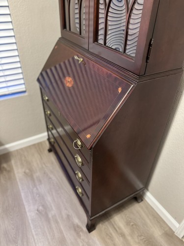 Jasper Vintage Secretary Desk Mahogany with bubble glass - Picture 7 of 9