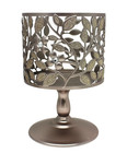 Bath & Body Works Dogwood Flower 3 Wick Candle Sleeve Holder Pedestal Silver