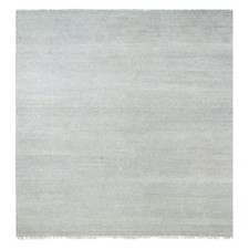 12' x 12'4" Olive Gray Grass Design Undyed Wool Hand Knotted Square Rug R79541