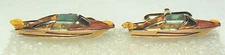 🚤 Chris Craft inspired sport speed boat cufflinks with blue canopy's by SWANK