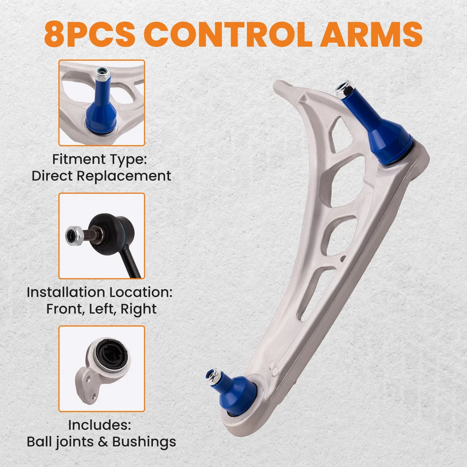 8pcs Front Lower Control Arm Suspension Kit For BMW 3 Series E46 COUPE (98-08) - Image 4 of 4