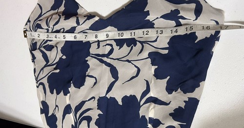 New Pure Seta Women’s Size U.S. 6 IT 42 Blue White Floral Maxi Slip Dress Lined - Picture 6 of 8