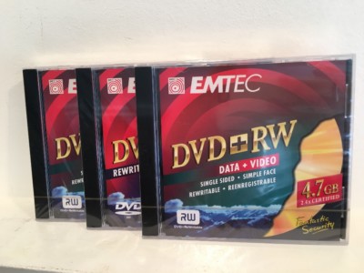 EMTEC DVD + RW Data And Video Rewritable 4.7 GB Blank, Sealed, Lot Of 3