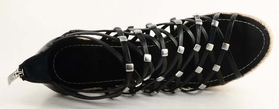 $118 VINCE CAMUTO империи черный кожаный дизайнер Espadrille на танкетке сандалии 10  - Изображение 3 из 4