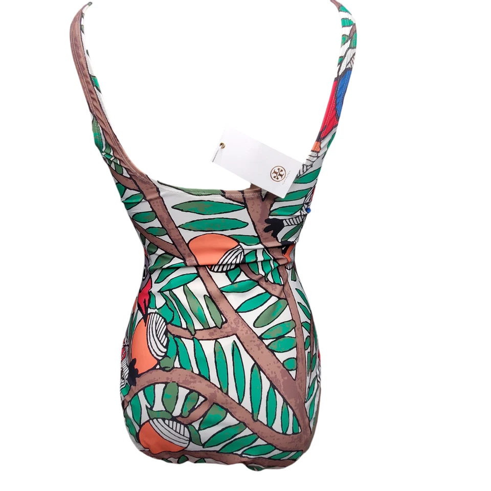 Maiô Tory Burch Feminino Raro Geométrico Estampa de Pássaro Tanque 1 peça P Novo com etiquetas $198 - Imagem 2 de 4
