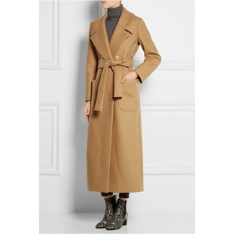 Cappotto Donna Lana Lungo Cappottino Cammello Invernale Giacca Parka Trench  Slim