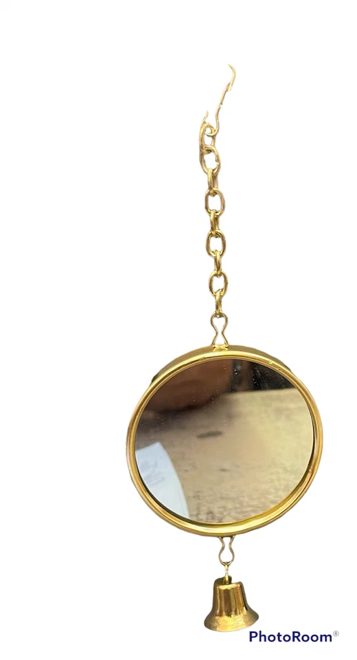 Vo-Toys Small Bird & Chicken Metal Sided Hanging 2" Mirror 6 Inch Toy Birds Bell