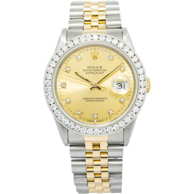 Rolex DateJust 16233 18K YG Two Tone Jubilee Factory Diamond