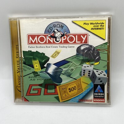 Hasbro Interactive MONOPOLY 1997, PC Computer Game CD-ROM Used Works 
