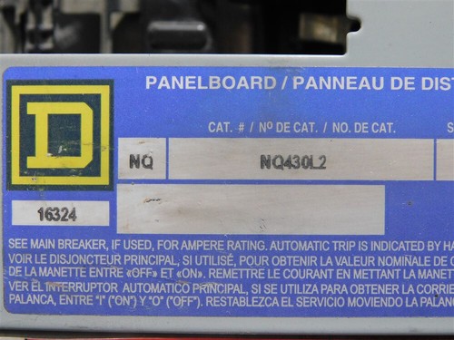 NEW Square D NQ430L2 Panelboard 225A 240VAC 48VDC 3Ph 4W Type NQ - Picture 5 of 6