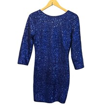 Fashion Nova Sequined Mini Dress Women’s Small Bodycon Glam Cocktail Royal Blue