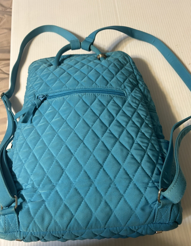 Vera Bradley Compact Essential Backpack Turquoise Quilted Lime Preppy Academia  - Picture 4 of 8