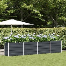 Planter Anthracite Galvanised Steel 385x50x77cm Industrial Terrace Large Garden