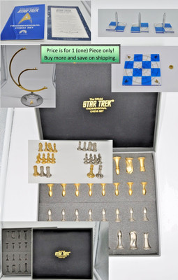 Franklin Mint Chess Set Star Trek 3D Tri-Dimensional Replace Piece Board COA
