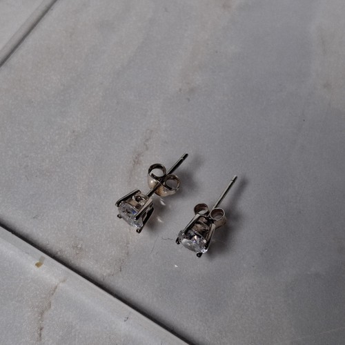 Sterling Silver Cubic Zirconia Studs Bezel Setting Classic 925 - Picture 21 of 24