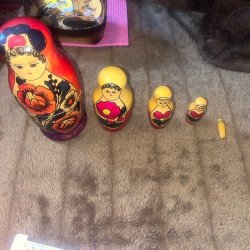 Vintage Wooden Nesting Dolls – Hand Painted Russian Style – Collectible Decorat