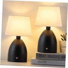 Cordless Table Lamp Set of 2, Small Rechargeable 2 Count Pack of 1 Black
