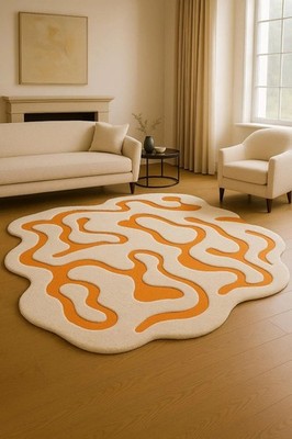 Hand Tufted Wool  Luxury High-Low Embossed Cut Pile, Irregular Shape Modern Rug
