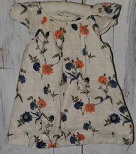 Baby Gap Beige Blue Orange Floral Flower Dress Size 3-6 months S25
