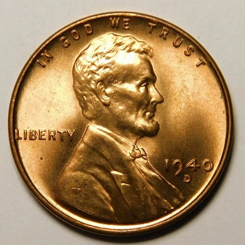 1940 D Lincoln Wheat Cent Penny Red BU  "Actual Coin Pictured"