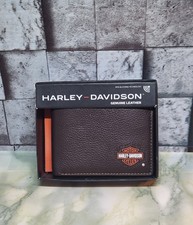 Harley - Davidson Men's Wallet Bi-fold 100 Cow Leather Logo RFID Snap Black