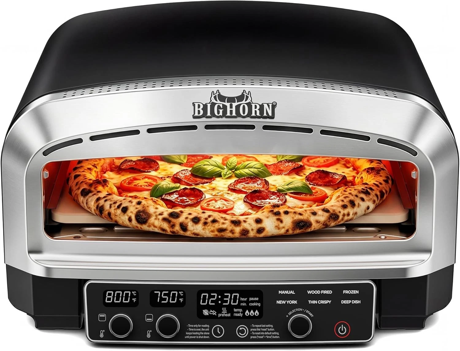 BIG HORN 14 Inch Indoor Pizza Oven 850°F Electric Stone
