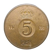 Sweden 5 Ore 1965 Coin Z1013