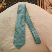 Van Heusen Men's Light Blue White Black Striped Pattern Tie Fashion Accessory