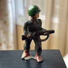 VINTAGE BARCLAY POD FOOT ADVANCING SOLDIER WW1 MILITARY LEAD TOY FIGURE - USA