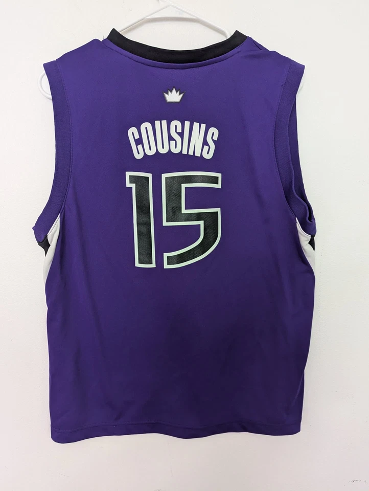 Camiseta deportiva de baloncesto Adidas Sacramento Kings #15 DeMarcus Cousins NBA grande para adulto Foto 4 de 4