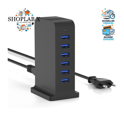 USB Ladestation 25W 6-Port Schnellladestation Kompakt für iPhone iPad Samsung